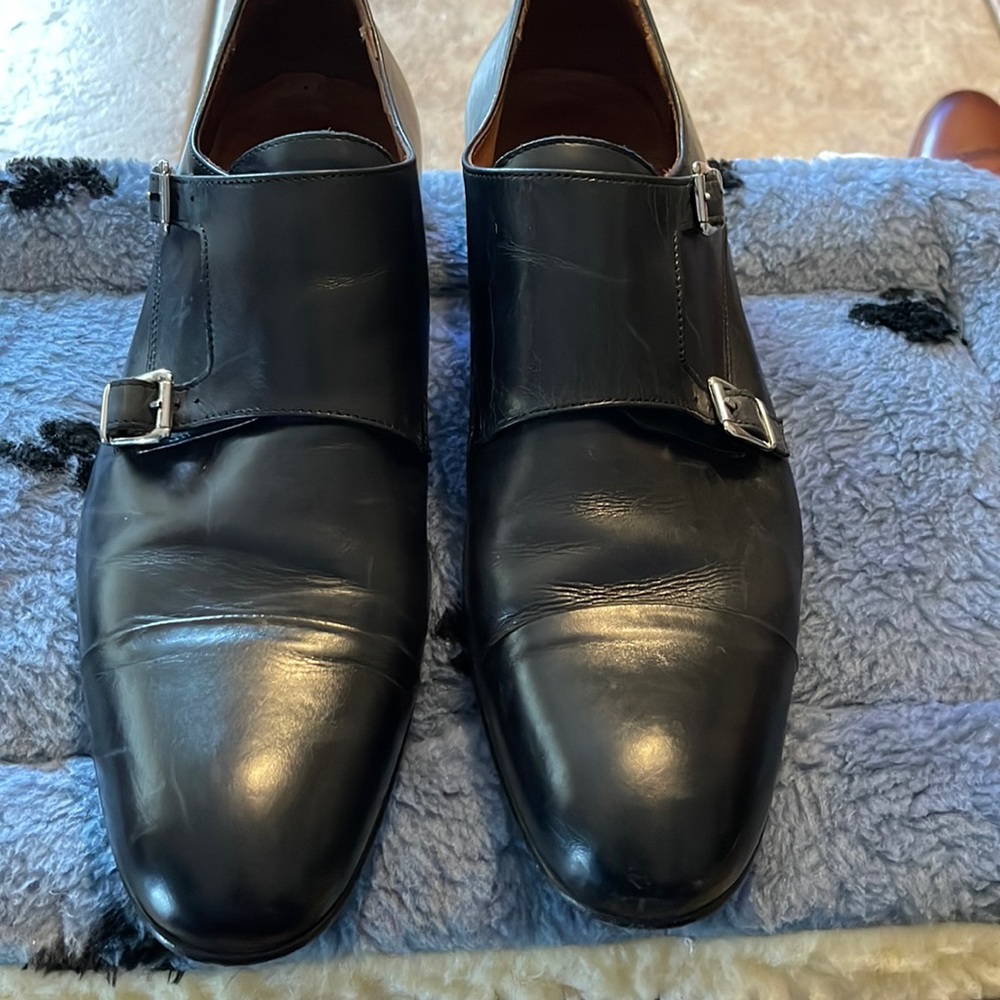 Black leather Oxfords with buckle size 13M